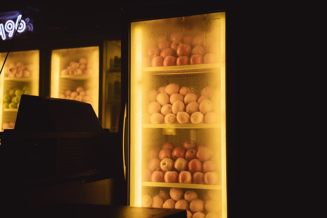 Fridge packed with fresh fruit, a nod to -196's Freeze Crush Infusion process