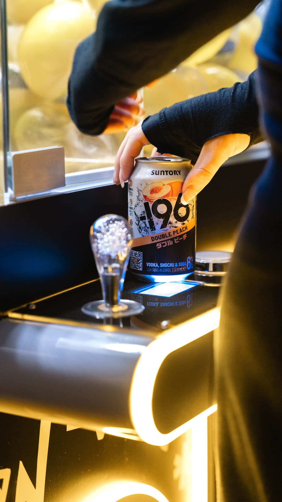 -196 poured over ice at the bar