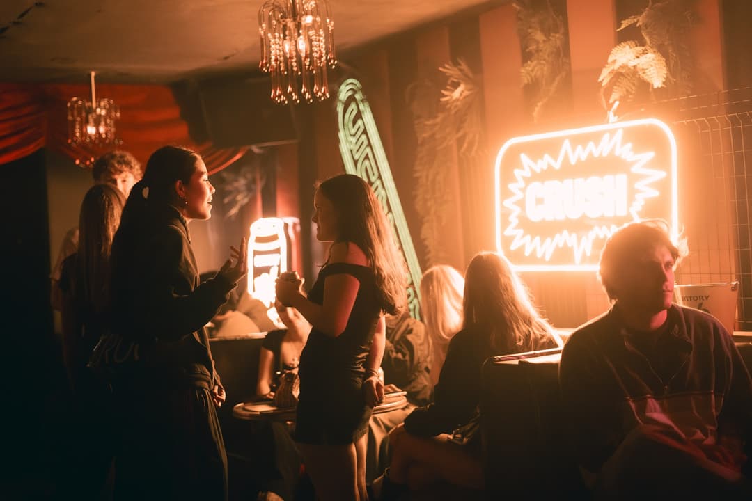 The -196 neon sign lighting the back room