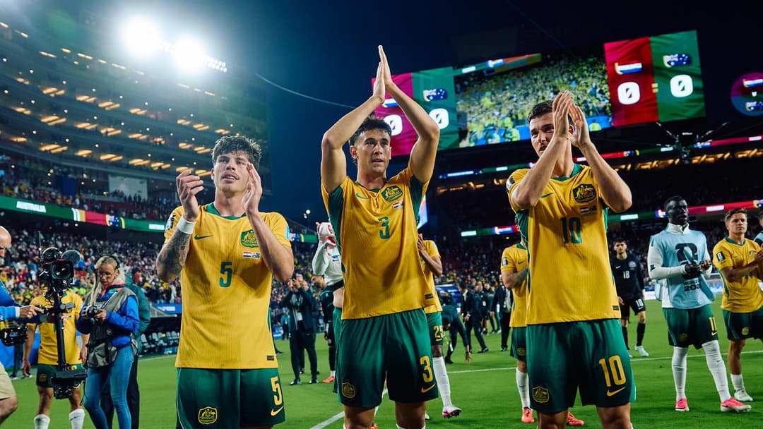 Socceroos players applauding fans at the FIFA World Cup 2026
