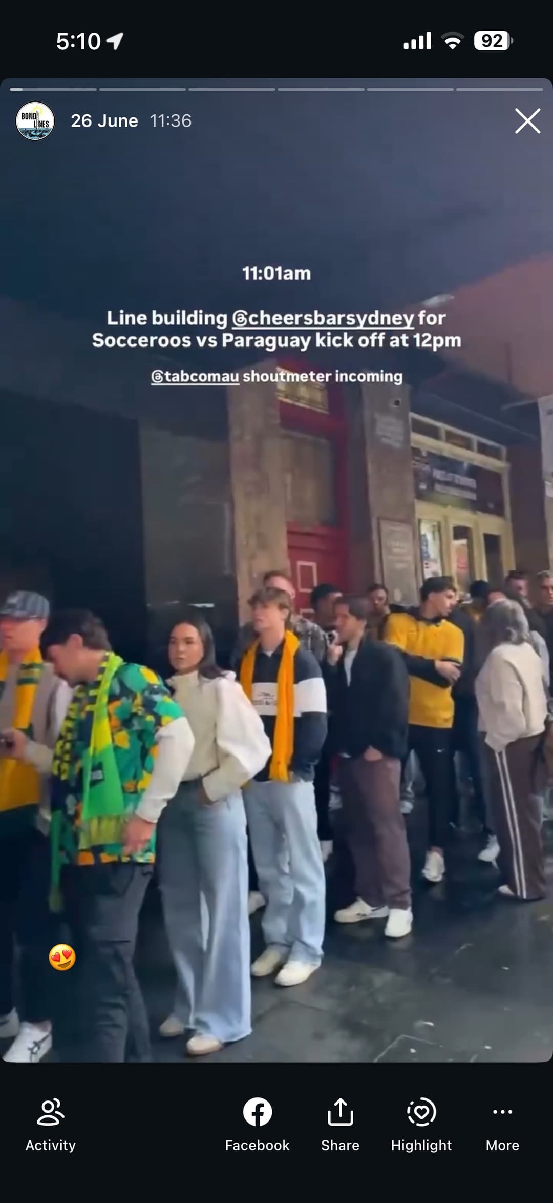 Fans queuing for the Socceroos vs Paraguay midday kick off