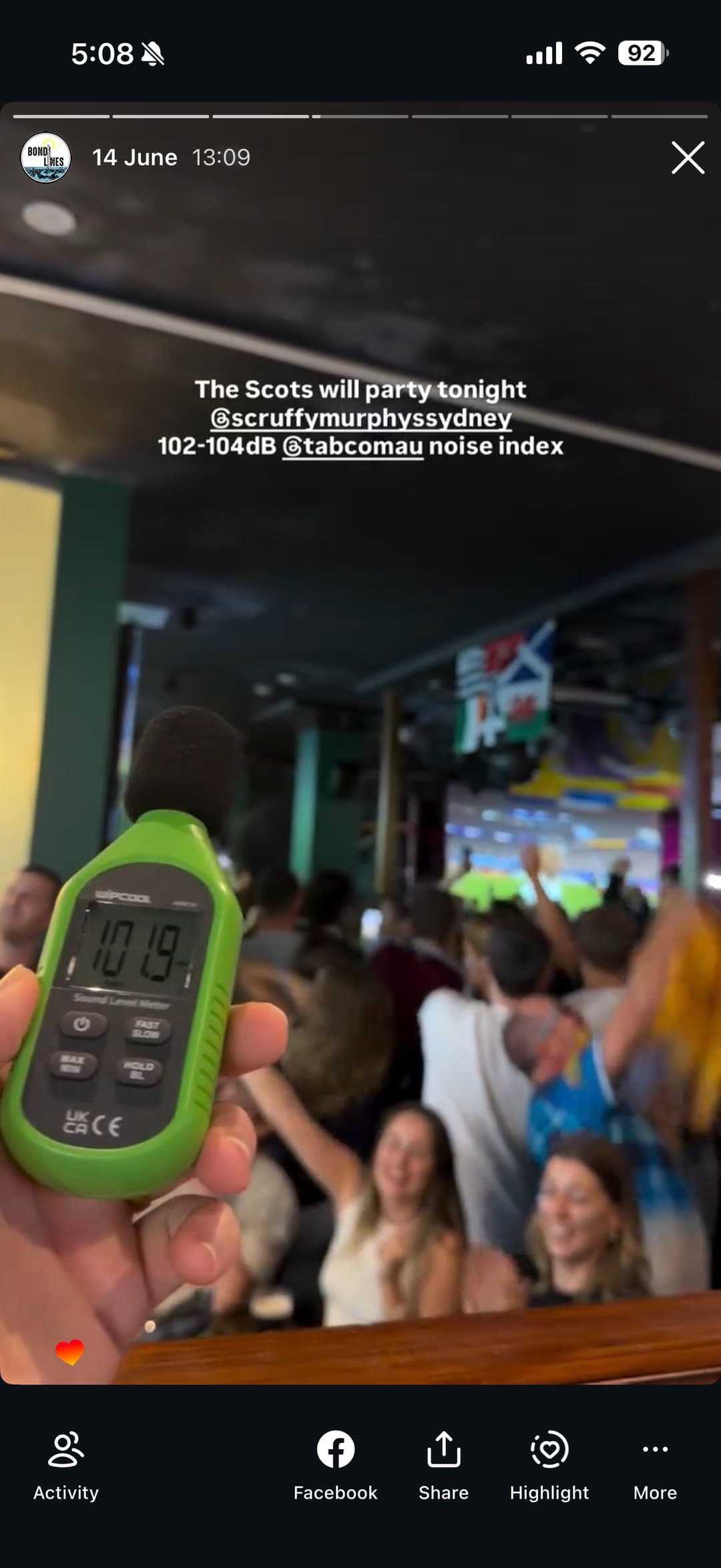 TAB Shoutmeter measuring the crowd at a packed Sydney venue